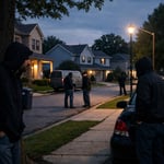 Detached Single Family Neighborhood with suspicous people lurking